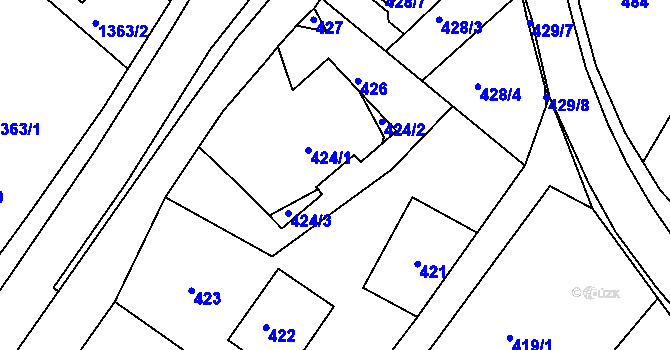 Parcela st. 425/3 v KÚ Štípa, Katastrální mapa