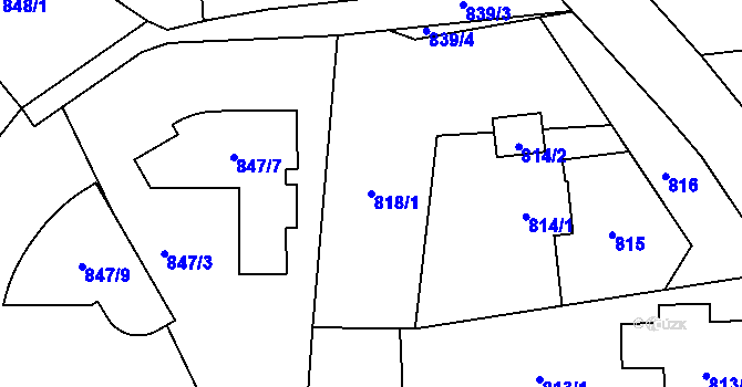 Parcela st. 818/1 v KÚ Štípa, Katastrální mapa
