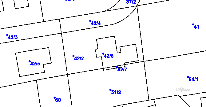Parcela st. 42/6 v KÚ Štípa, Katastrální mapa