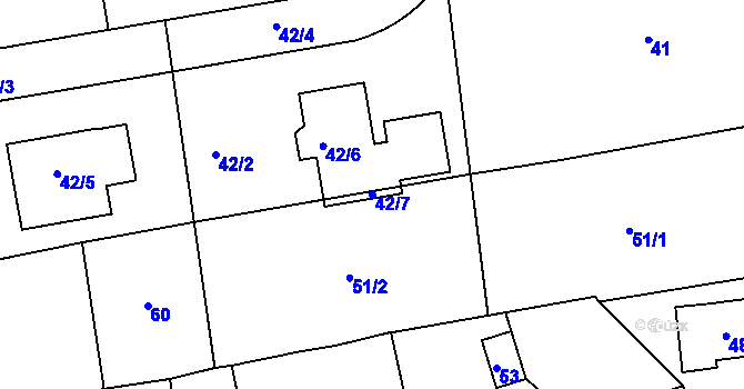 Parcela st. 42/7 v KÚ Štípa, Katastrální mapa