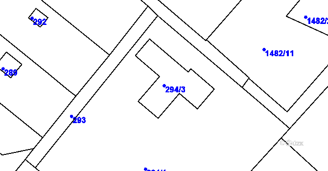 Parcela st. 294/3 v KÚ Štípa, Katastrální mapa
