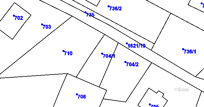 Parcela st. 704/1 v KÚ Štípa, Katastrální mapa