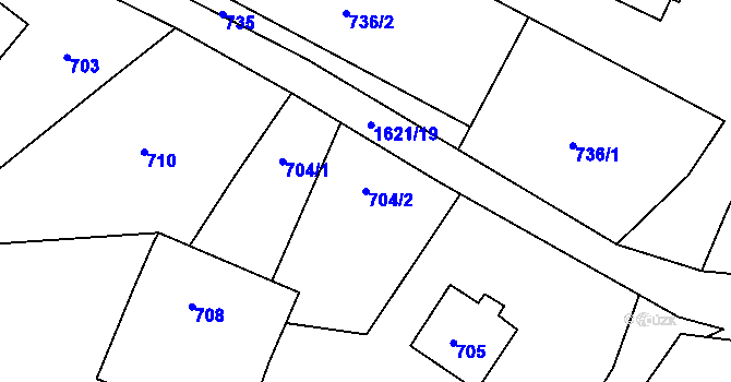 Parcela st. 704/2 v KÚ Štípa, Katastrální mapa