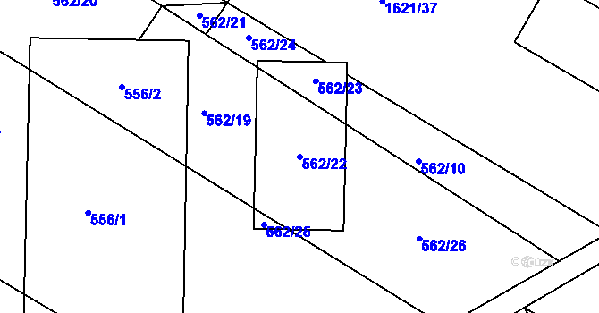 Parcela st. 562/22 v KÚ Štípa, Katastrální mapa
