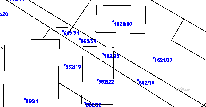 Parcela st. 562/23 v KÚ Štípa, Katastrální mapa