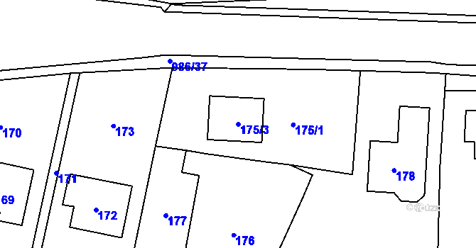 Parcela st. 175/3 v KÚ Štípa, Katastrální mapa
