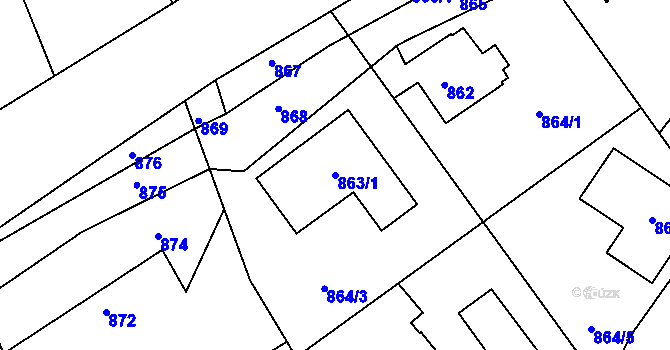 Parcela st. 863/1 v KÚ Štípa, Katastrální mapa