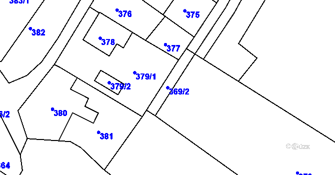 Parcela st. 369/2 v KÚ Štípa, Katastrální mapa