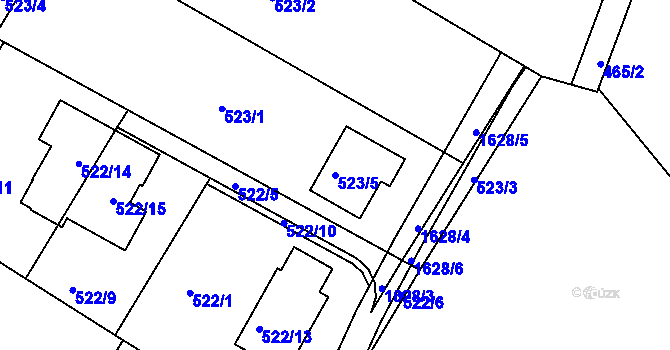 Parcela st. 523/5 v KÚ Štípa, Katastrální mapa