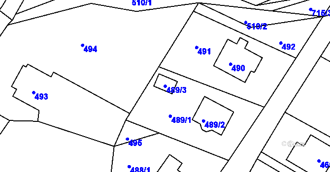 Parcela st. 489/3 v KÚ Štípa, Katastrální mapa