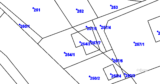 Parcela st. 254/2 v KÚ Štípa, Katastrální mapa