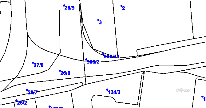 Parcela st. 986/41 v KÚ Štípa, Katastrální mapa