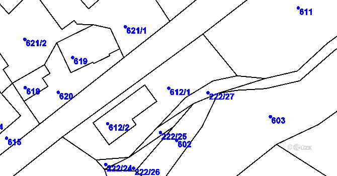 Parcela st. 612/1 v KÚ Štípa, Katastrální mapa