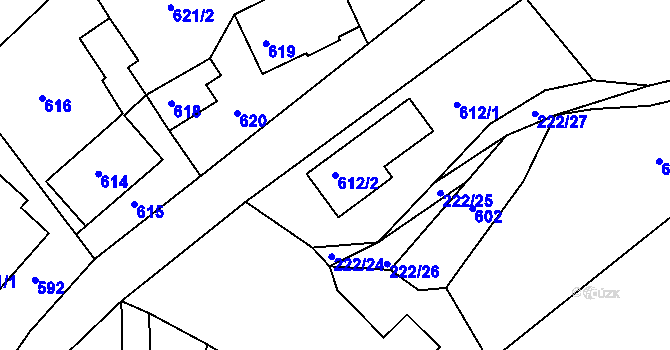 Parcela st. 612/2 v KÚ Štípa, Katastrální mapa