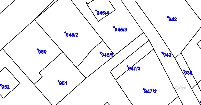 Parcela st. 945/5 v KÚ Štípa, Katastrální mapa