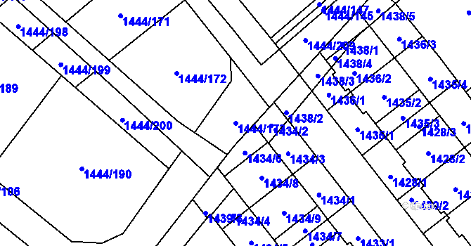 Parcela st. 1444/173 v KÚ Štípa, Katastrální mapa