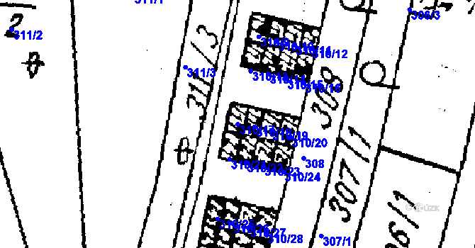 Parcela st. 310/17 v KÚ Kostelec na Hané, Katastrální mapa
