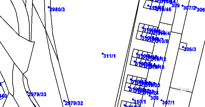 Parcela st. 311/1 v KÚ Kostelec na Hané, Katastrální mapa