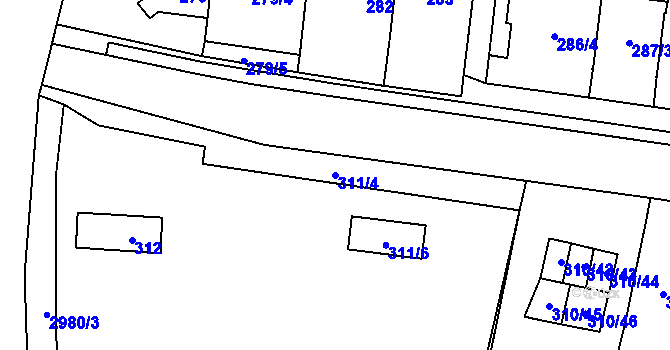 Parcela st. 311/4 v KÚ Kostelec na Hané, Katastrální mapa