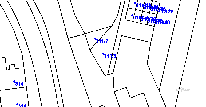 Parcela st. 311/5 v KÚ Kostelec na Hané, Katastrální mapa