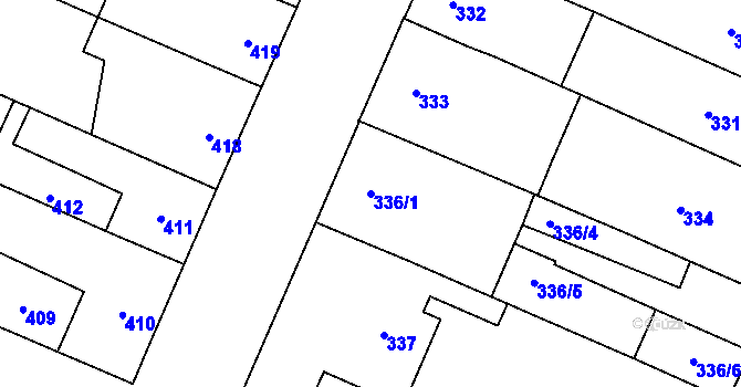 Parcela st. 336/1 v KÚ Kostelec na Hané, Katastrální mapa