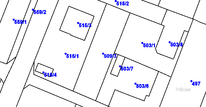 Parcela st. 509/3 v KÚ Kostelec na Hané, Katastrální mapa