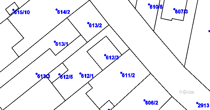 Parcela st. 612/3 v KÚ Kostelec na Hané, Katastrální mapa