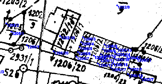 Parcela st. 1206/4 v KÚ Kostelec na Hané, Katastrální mapa