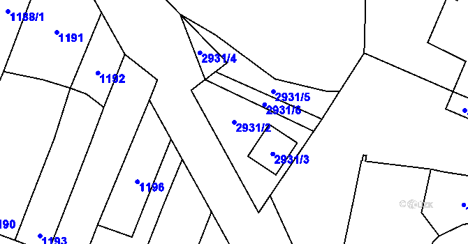 Parcela st. 2931/2 v KÚ Kostelec na Hané, Katastrální mapa