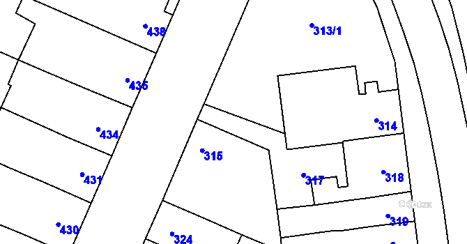 Parcela st. 313/2 v KÚ Kostelec na Hané, Katastrální mapa