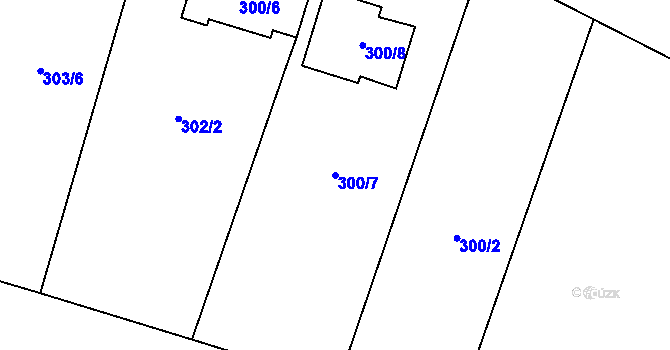 Parcela st. 300/7 v KÚ Kostelec na Hané, Katastrální mapa
