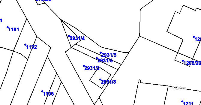 Parcela st. 2931/5 v KÚ Kostelec na Hané, Katastrální mapa