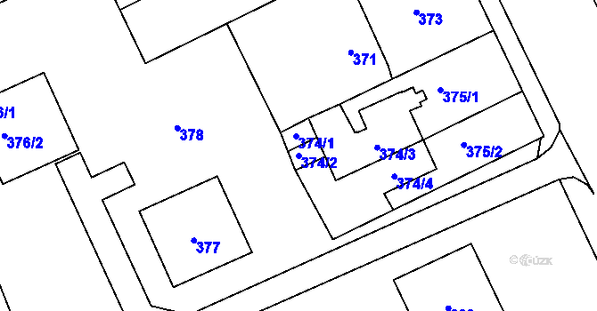 Parcela st. 374/2 v KÚ Kostelec nad Černými lesy, Katastrální mapa