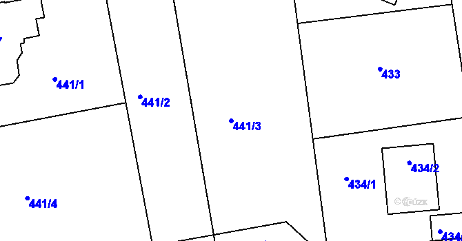 Parcela st. 441/3 v KÚ Kostelec nad Černými lesy, Katastrální mapa