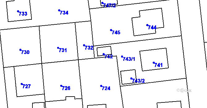 Parcela st. 742 v KÚ Kostelec nad Černými lesy, Katastrální mapa
