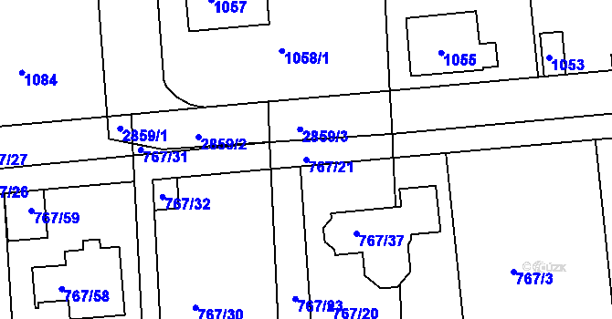 Parcela st. 767/21 v KÚ Kostelec nad Černými lesy, Katastrální mapa