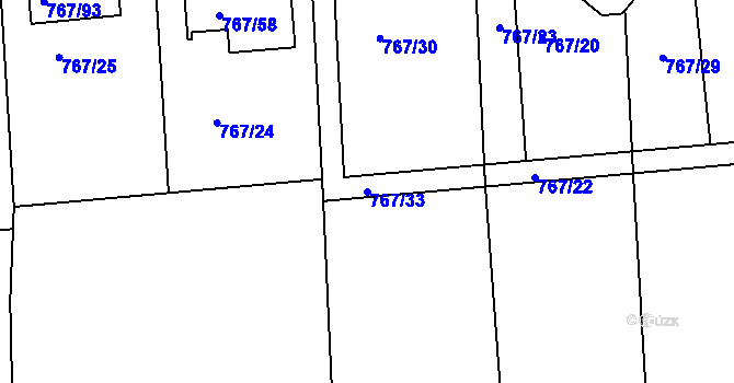 Parcela st. 767/33 v KÚ Kostelec nad Černými lesy, Katastrální mapa