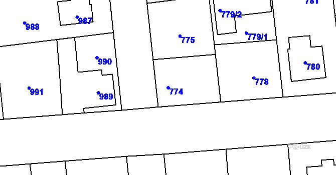 Parcela st. 774 v KÚ Kostelec nad Černými lesy, Katastrální mapa