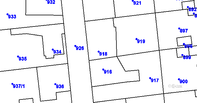 Parcela st. 918 v KÚ Kostelec nad Černými lesy, Katastrální mapa