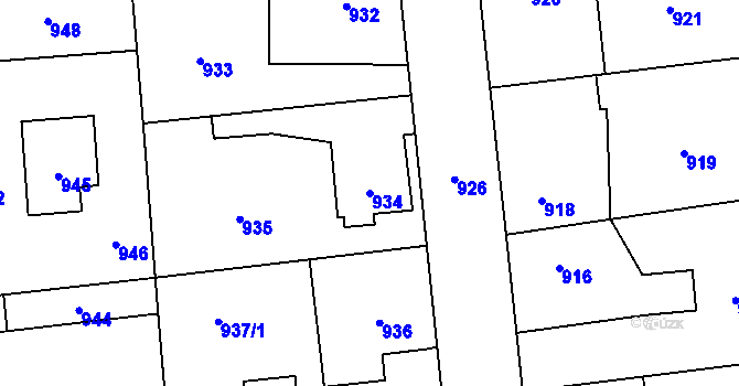 Parcela st. 934 v KÚ Kostelec nad Černými lesy, Katastrální mapa