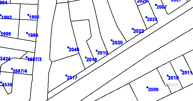 Parcela st. 2019 v KÚ Kostelec nad Černými lesy, Katastrální mapa