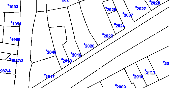 Parcela st. 2020 v KÚ Kostelec nad Černými lesy, Katastrální mapa