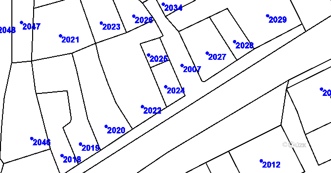 Parcela st. 2024 v KÚ Kostelec nad Černými lesy, Katastrální mapa