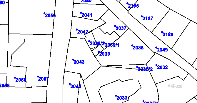 Parcela st. 2038 v KÚ Kostelec nad Černými lesy, Katastrální mapa