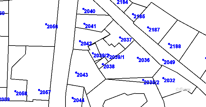 Parcela st. 2039 v KÚ Kostelec nad Černými lesy, Katastrální mapa