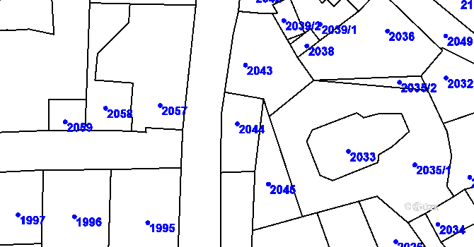 Parcela st. 2044 v KÚ Kostelec nad Černými lesy, Katastrální mapa