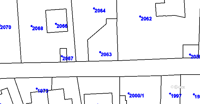 Parcela st. 2063 v KÚ Kostelec nad Černými lesy, Katastrální mapa