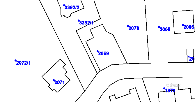 Parcela st. 2069 v KÚ Kostelec nad Černými lesy, Katastrální mapa