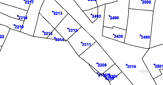 Parcela st. 2211 v KÚ Kostelec nad Černými lesy, Katastrální mapa