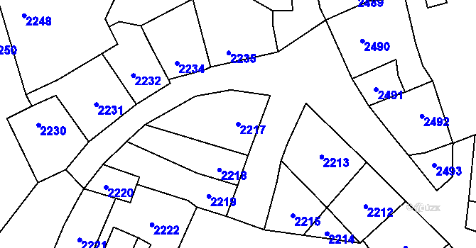 Parcela st. 2217 v KÚ Kostelec nad Černými lesy, Katastrální mapa
